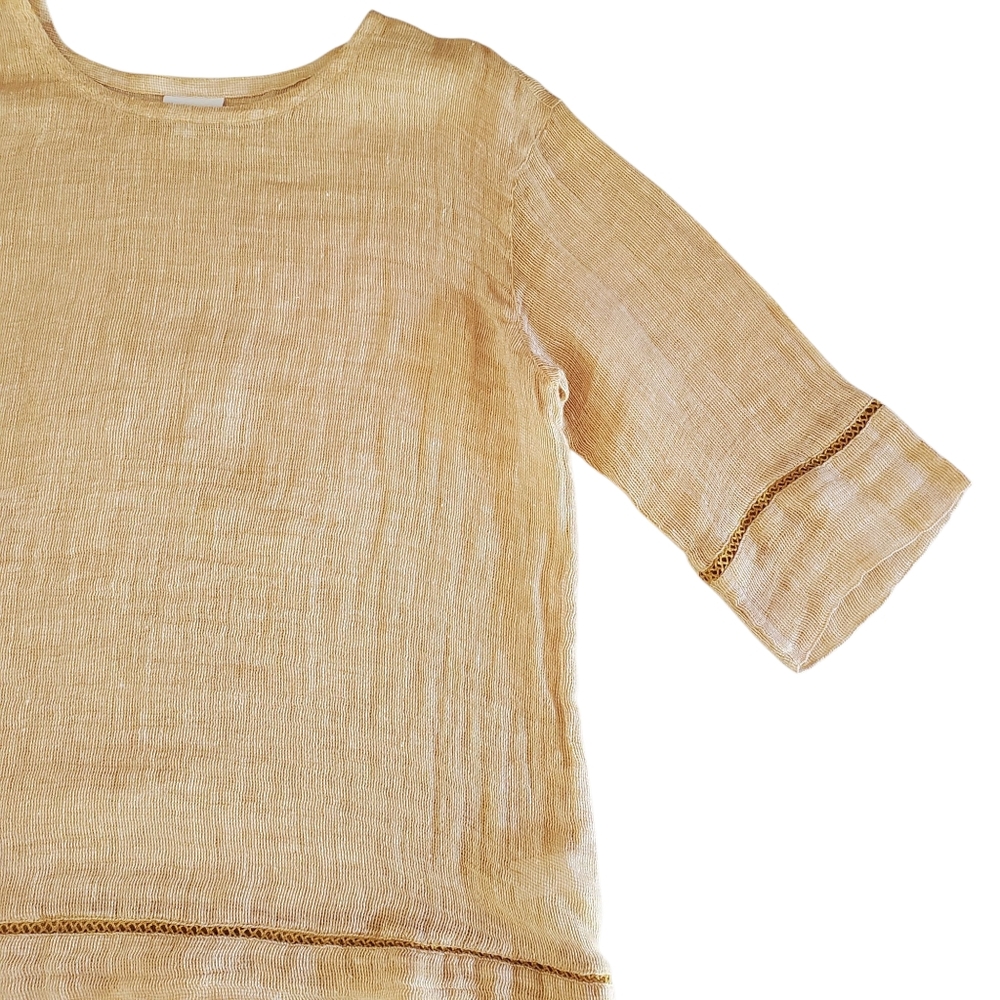J.Jill Elegant Linen Open Weave Beige Women's Top - Picture 6 of 14